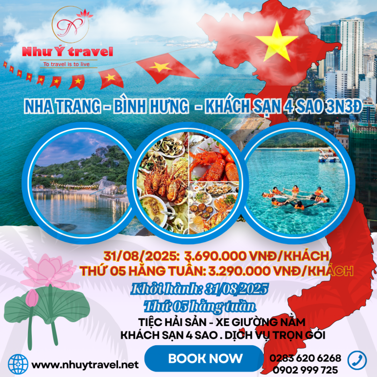 TOUR LỄ 02/09/2025 + TOUR NHA TRANG - BÌNH HƯNG 3N3Đ