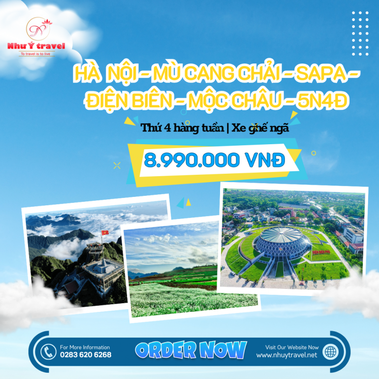 TOUR MIỀN BẮC 2025 - HÀ NỘI - MÙ CANG CHẢI - SA PA - ĐIỆN BIÊN - MỘC CHÂU 5N4Đ