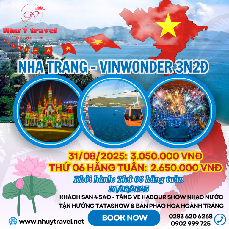 TOUR LỄ 02/09/2025 + TOUR NHA TRANG - VỊNH SAN HÔ –  ĐẠI TIỆC HẢI SẢN – 3N2Đ