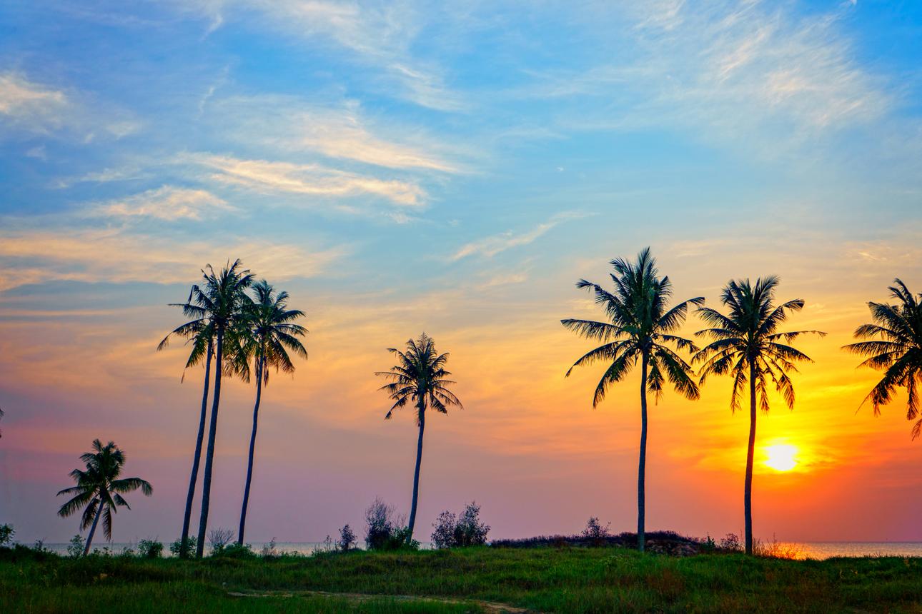 sunset on Long beach in Phu Quoc island, Vietnam